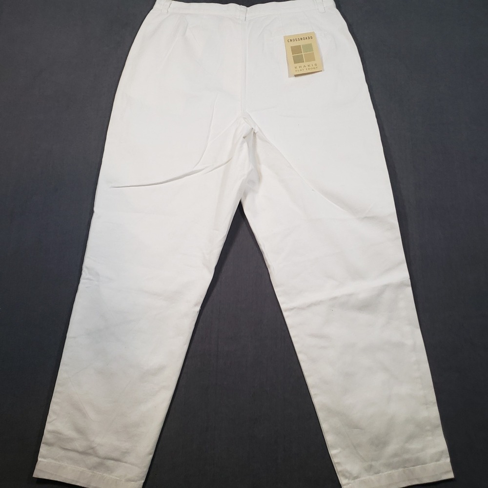 Crossroads Khakis Pants Womens 14 White Flat Front Straight Leg New
